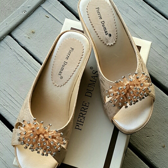 Pierre Dumas Beaded Accent Chunky Slip-on Wedges - Picture 7 of 16